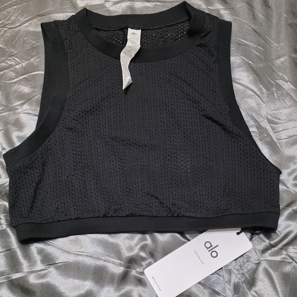 NWT ALO Yoga Black Mesh All-Star Bra Tank